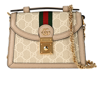 Ophidia Mini Top Handle, £1,100, Handbags, Beige, Canvas, Front view